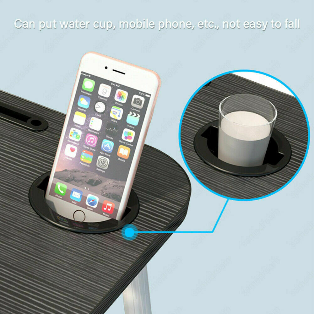 Laptop Stand Table Foldable Desk Computer Study Adjustable Portable Cup Slot