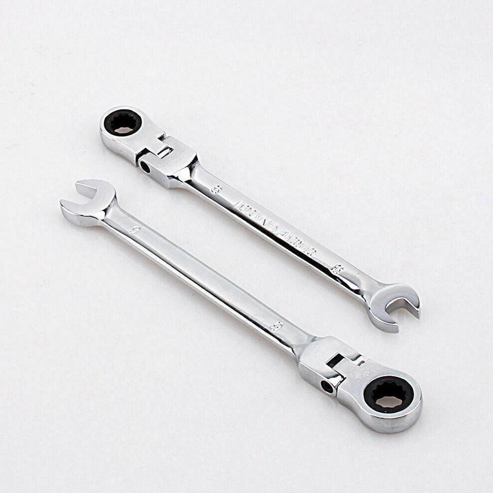 12 Pcs Metric Flexible Head Ratchet Wrench Gear Spanner 8-19mm Cr-V Steel Set