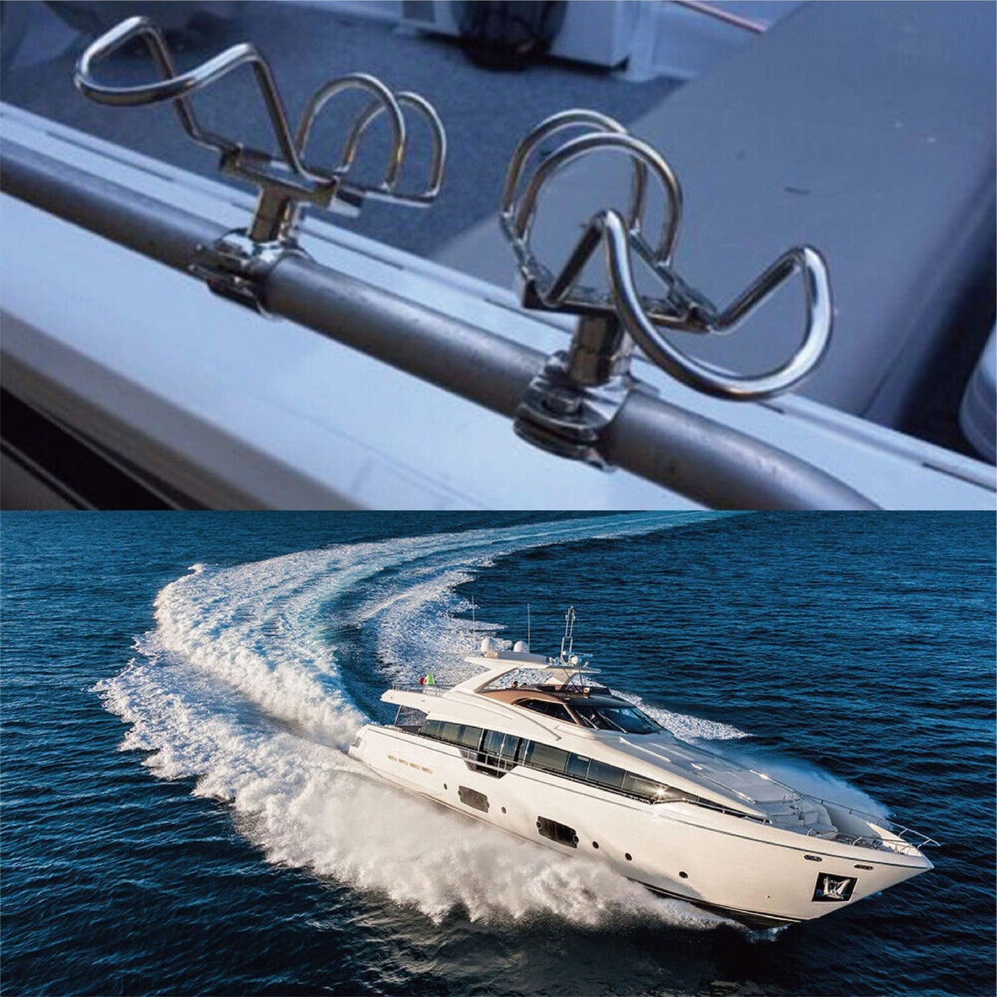 Stainless Steel Rod Holder Rail Mount Wire Fishing Boat Marine Grade