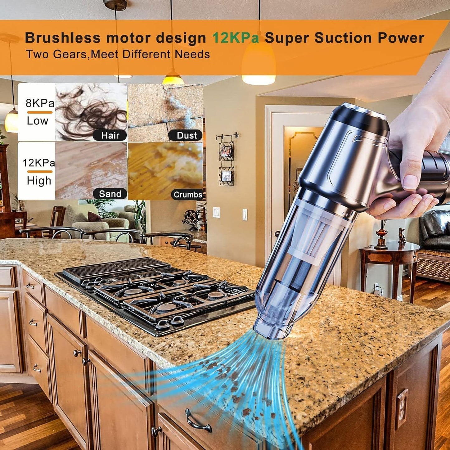 95000PA Wireless Car Vacuum Cleaner Handheld Vaccum Mini Power Suction Dust Blow