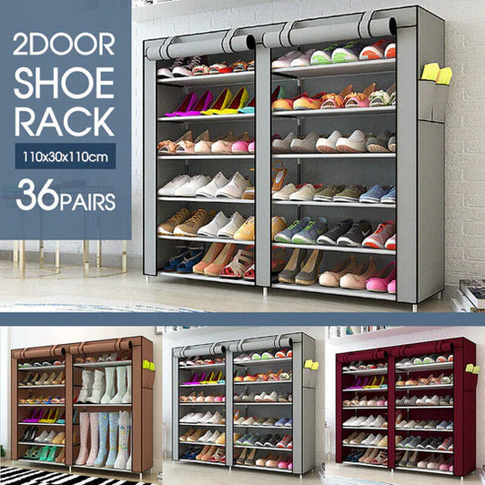 36 PAIRS SHOES CABINET STORAGE SHOE RACK WITH COVER PORTABLE WARDROBE
