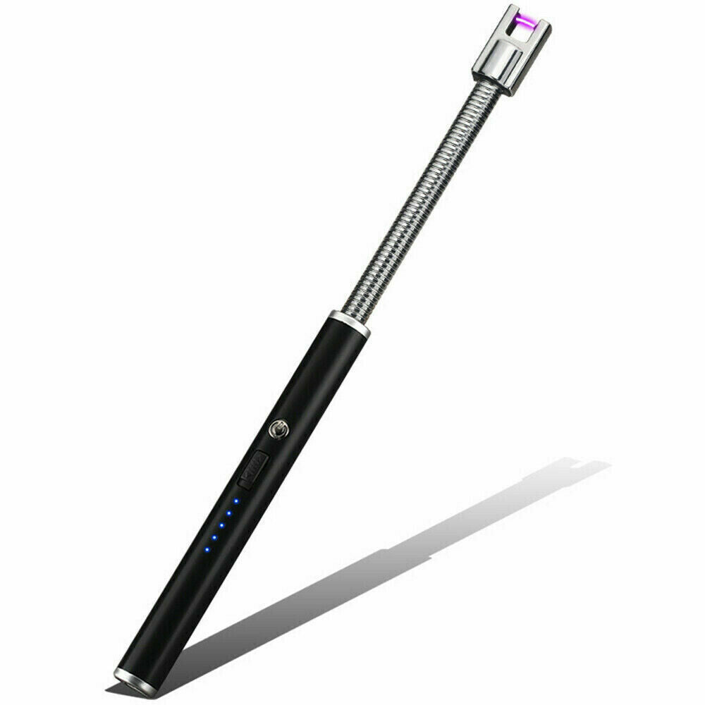 Electric Flameless USB Lighter BBQ Windproof Kitchen Candle Rechargeable Black