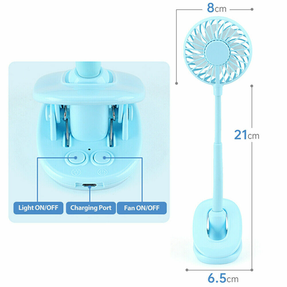Portable 360° Mini Fan Travel USB Rechargeable Clip On Desk Pram Car Cooling Fan