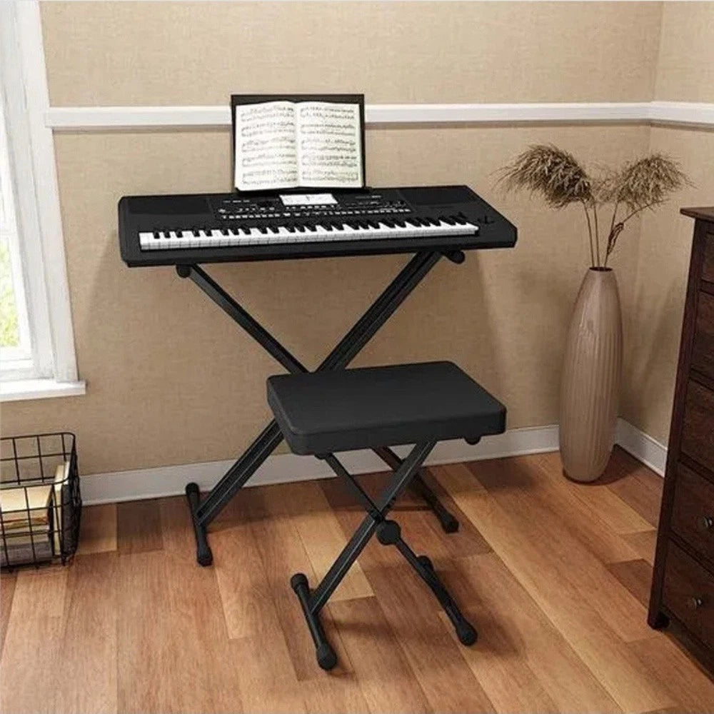 3-Way Adjustable Piano Stool Folding Keyboard Bench Chair with Padded Seat