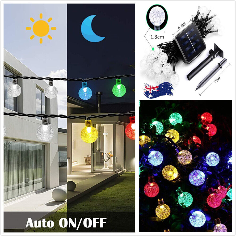 50LED Solar Globe String Fairy Light Outdoor Festoon Party Garden Tree Decor