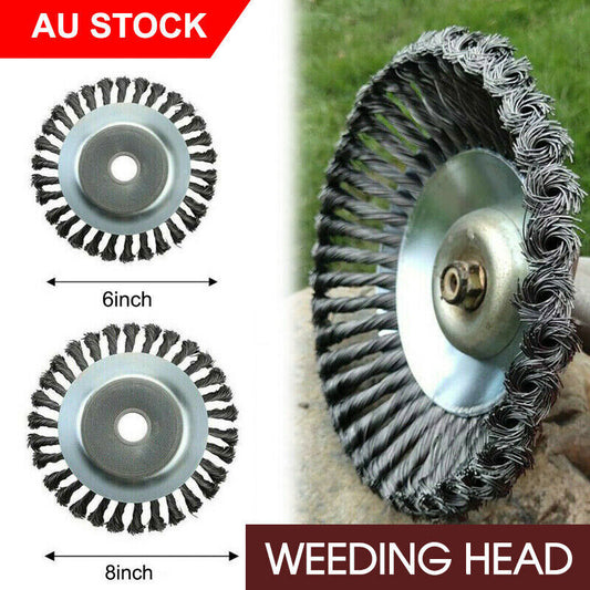 Weed Brush Steel Wire Trimmer Wheel 6/8" Garden Lawn Mower Head Tool Grass Cutter