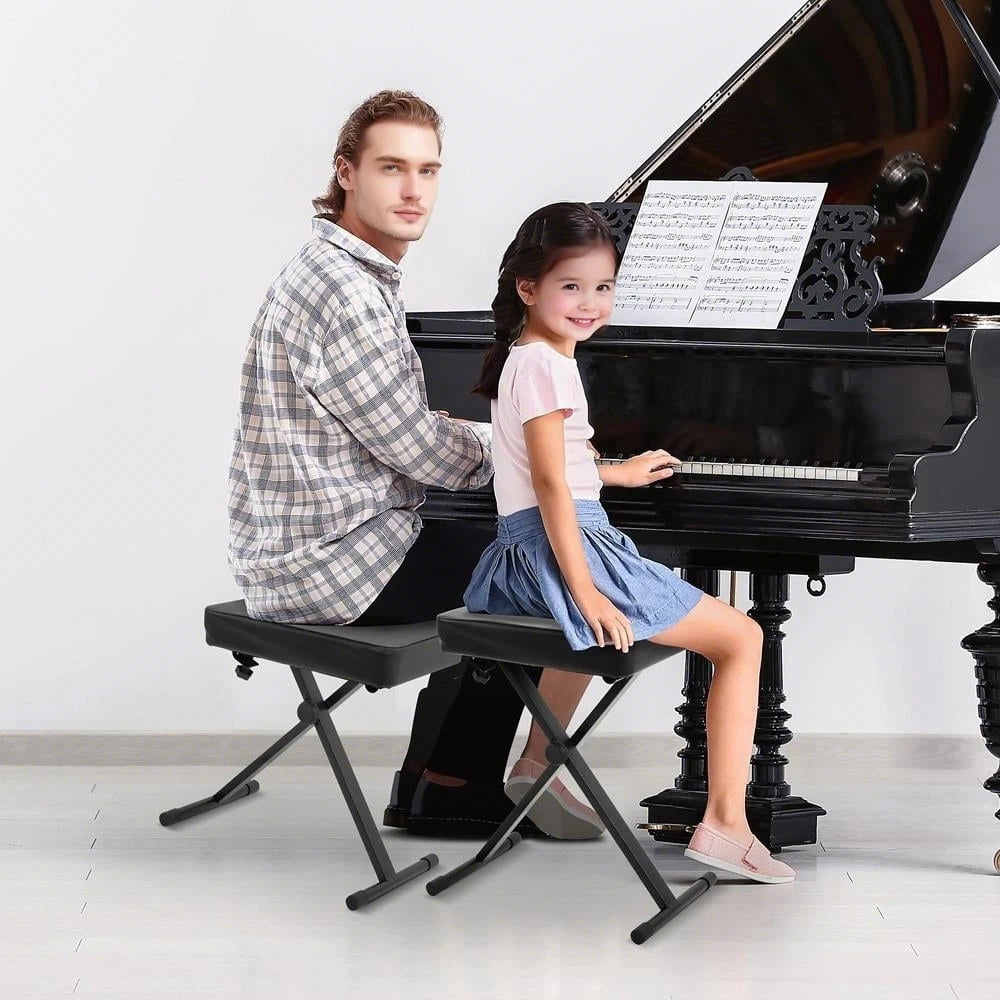 3-Way Adjustable Piano Stool Folding Keyboard Bench Chair with Padded Seat