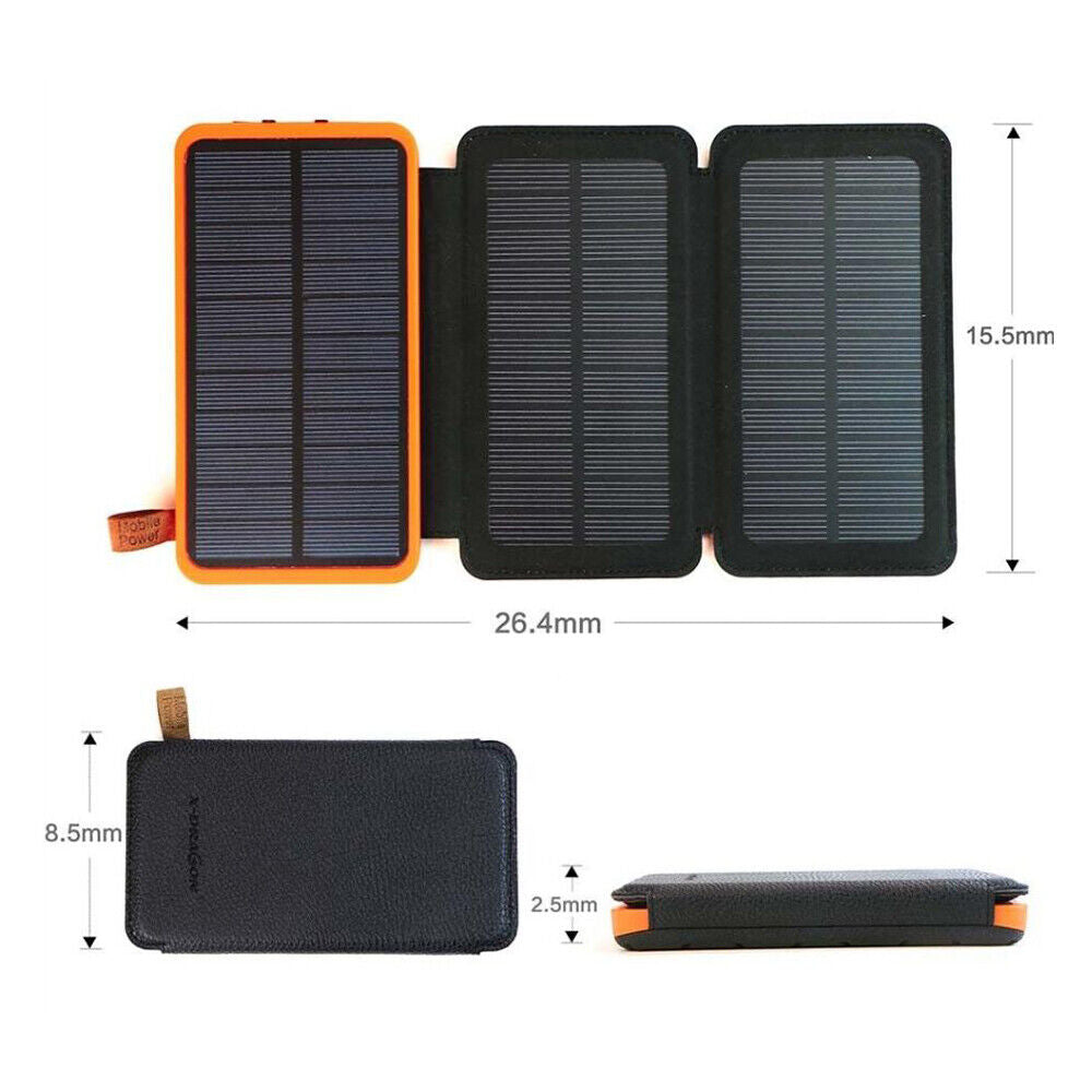 300000mAh Waterproof Portable Solar Charger Dual USB External Battery Power Bank