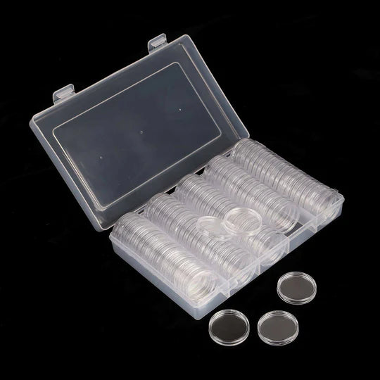 100PCS AUSTRALIAN COIN COLLECTION ROUND STORAGE CASES CAPSULES HOLDER ALBUM