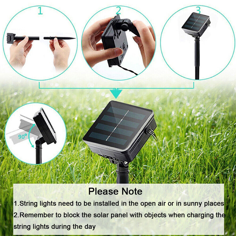 10M 100LED Solar Sunflower Fairy String Lights Home Garden Outdoor Wall Lamp