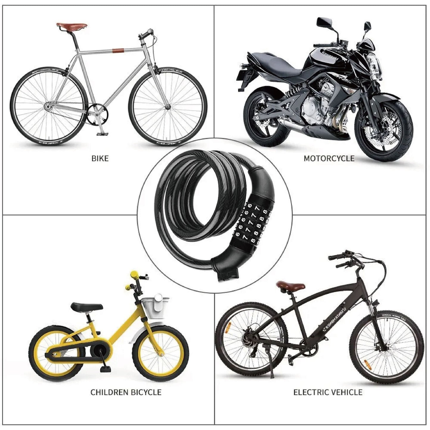 1.2m Bicycle Password Lock Anti-Theft Scratch-Resistant Lock/ Five colors