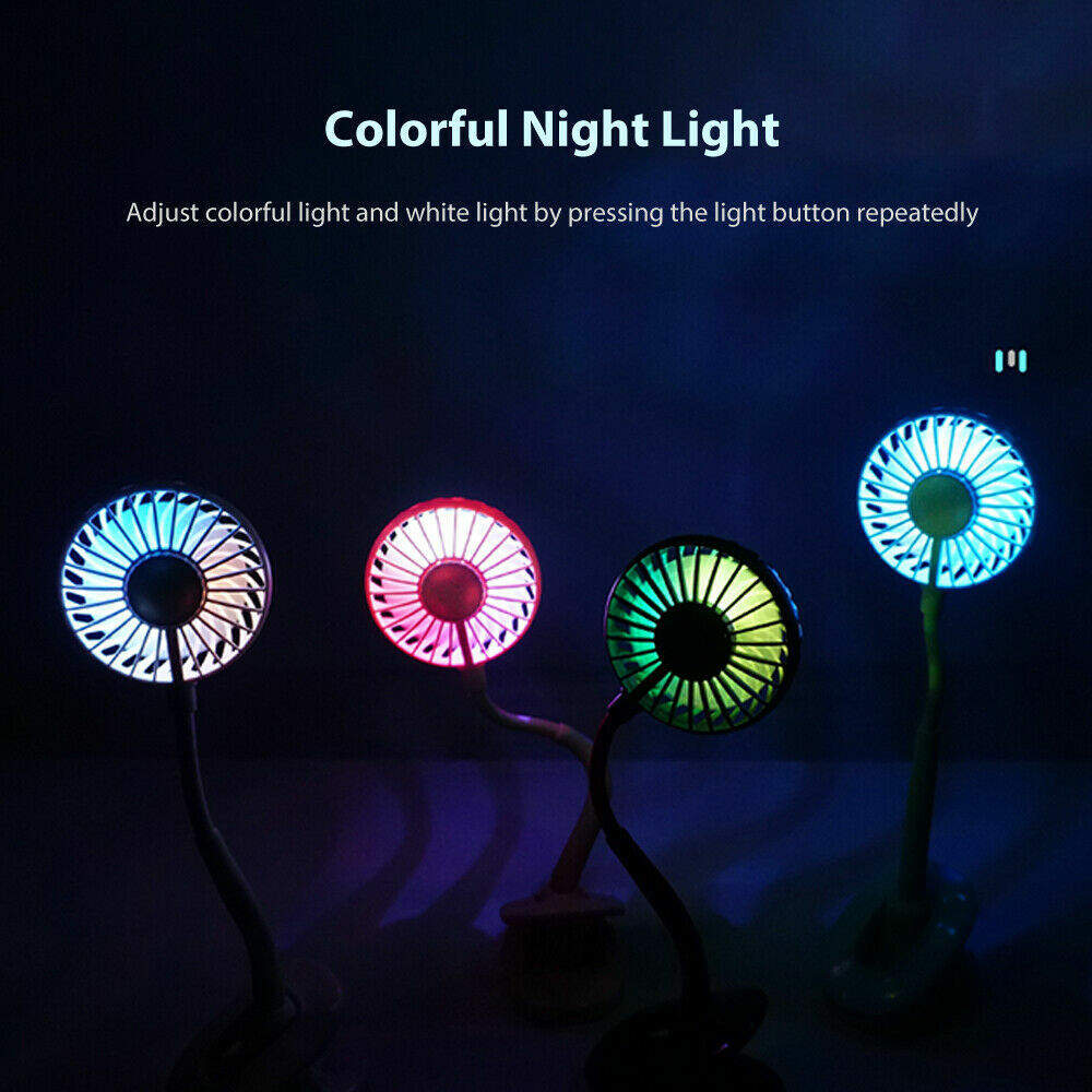 Portable 360° Mini Fan Travel USB Rechargeable Clip On Desk Pram Car Cooling Fan