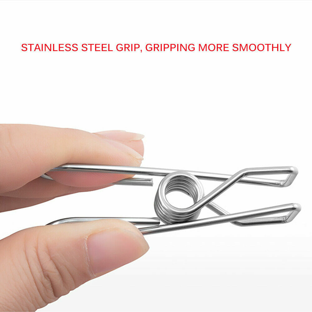10-300X Stainless Steel Clothes Pegs Hanging Clips Pins Laundry Windproof Clamp