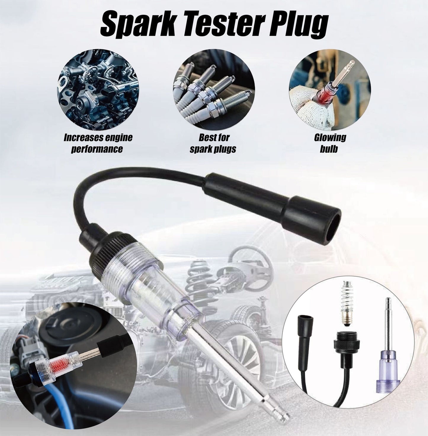 Car In-Line Ignition Spark Tester Diagnostic Tool