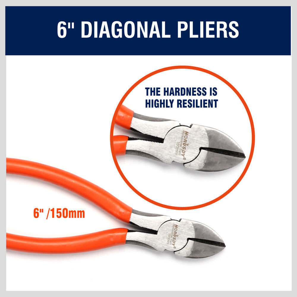 5Pc Plier Set Multi Use Diagonal Linesman Long Nose Groove Joint Slip Joint Tool