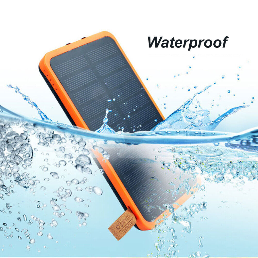 300000mAh Waterproof Portable Solar Charger Dual USB External Battery Power Bank