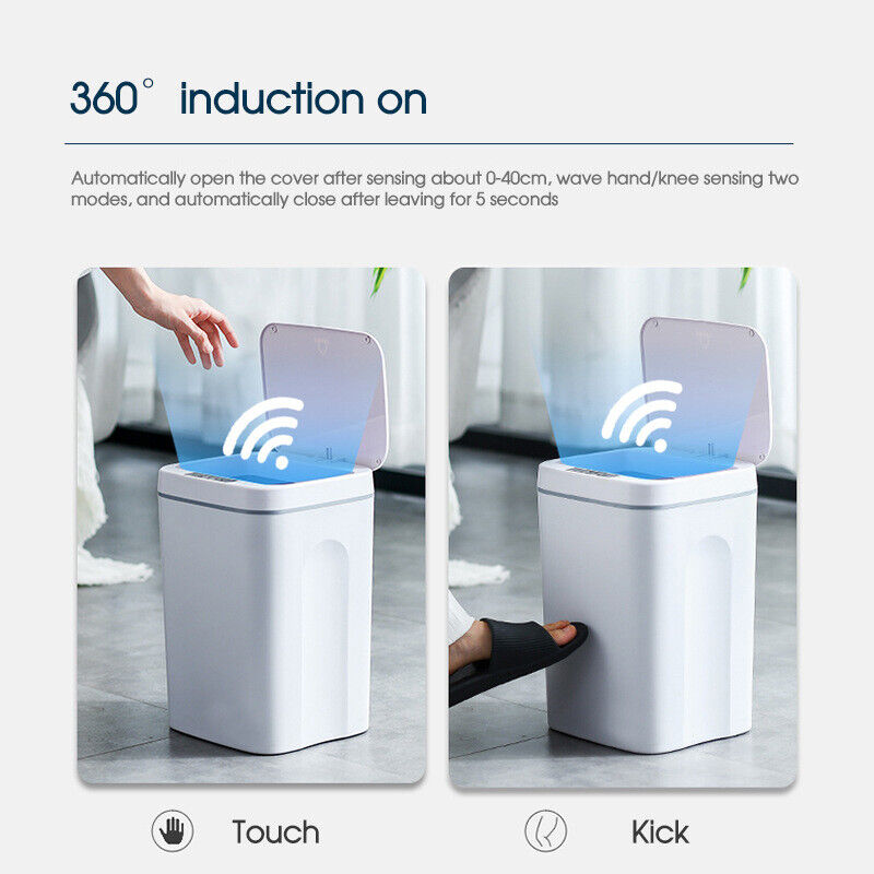 12-18L Smart Trash Bin Automatic Motion Sensor Rubbish Waste Bin Basket Toilet
