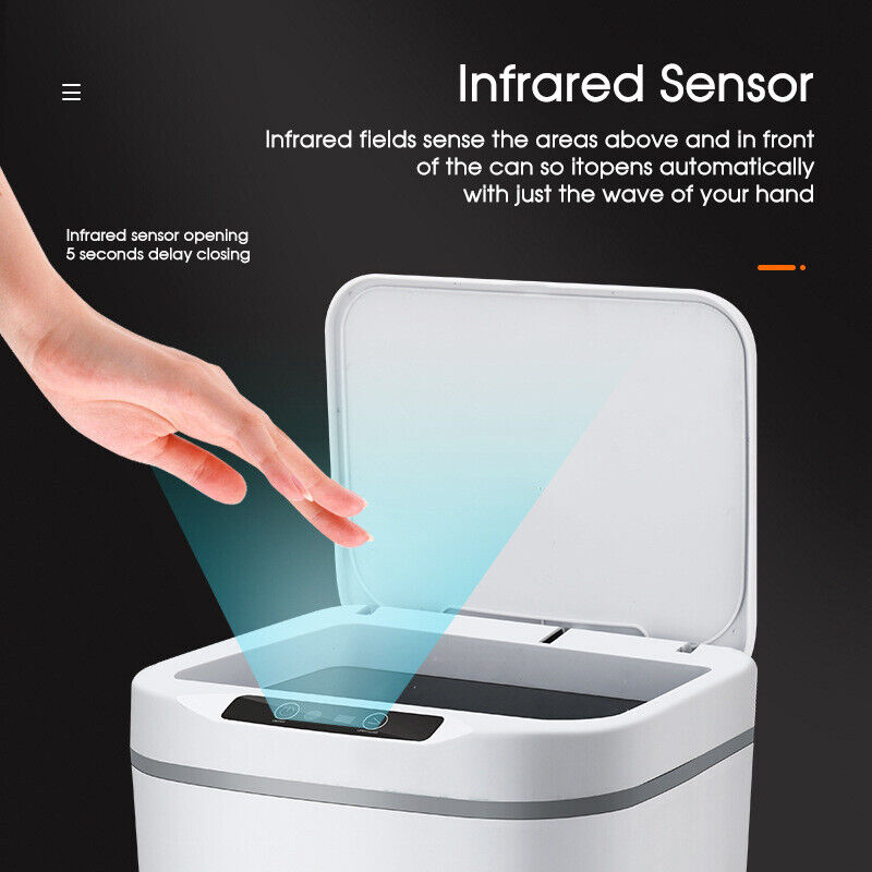 12-18L Smart Trash Bin Automatic Motion Sensor Rubbish Waste Bin Basket Toilet