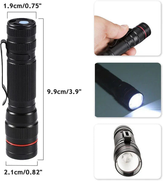 LED FLASHLIGHT ZOOM USB RECHARGEABLE TACTICAL TORCH LIGHT WATERPROOF