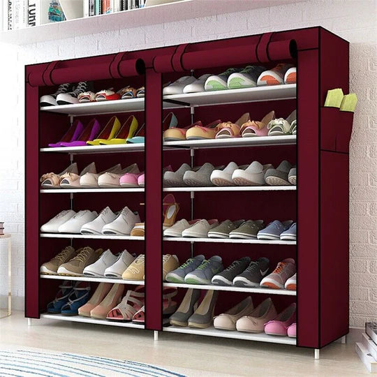 36 PAIRS SHOES CABINET STORAGE SHOE RACK WITH COVER PORTABLE WARDROBE