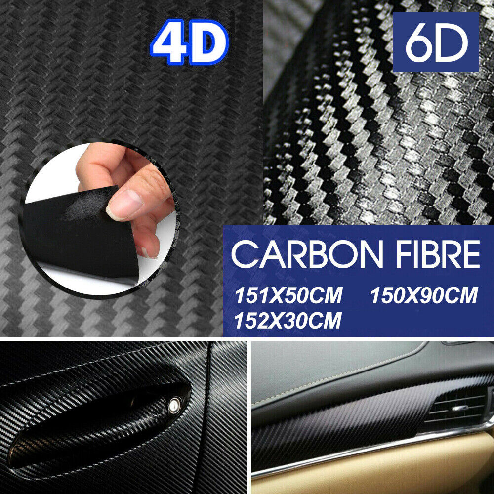 Gloss Black 4D 6D Carbon Fiber Vinyl Car Phone Laptop Wrap Sticker Film