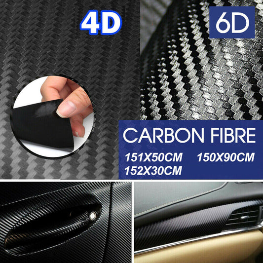 Gloss Black 4D 6D Carbon Fiber Vinyl Car Phone Laptop Wrap Sticker Film