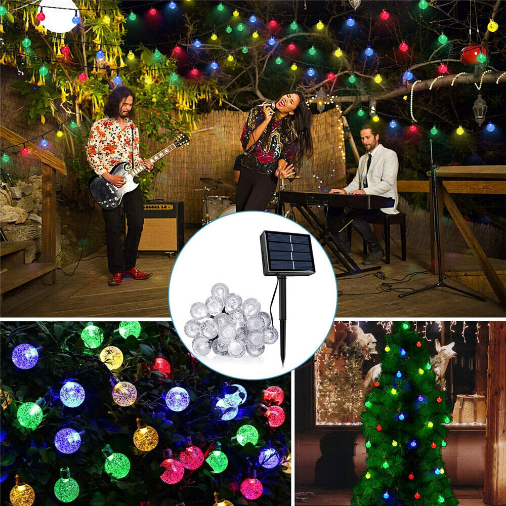 50LED Solar Globe String Fairy Light Outdoor Festoon Party Garden Tree Decor