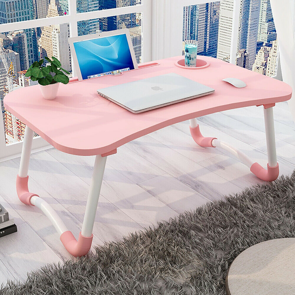 Laptop Stand Table Foldable Desk Computer Study Adjustable Portable Cup Slot
