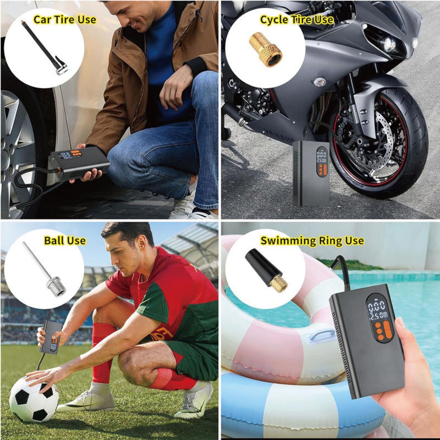 Digital Car Tyre Inflator Pump 12V Mini Portable Auto Air Compressor Bike