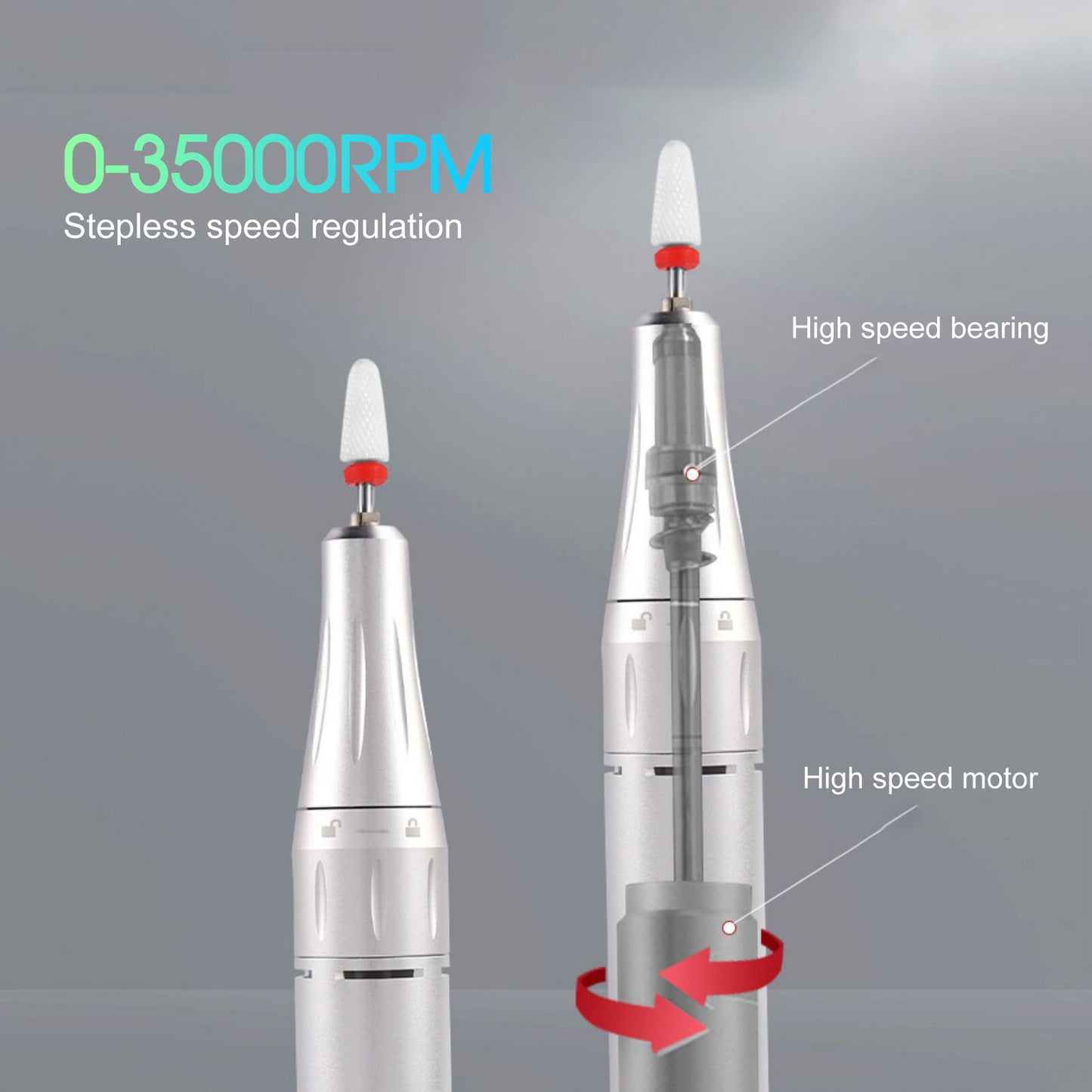 35000RPM Portable Nail Drill Machine Rechargeable E File Fits Manicure Pedicure