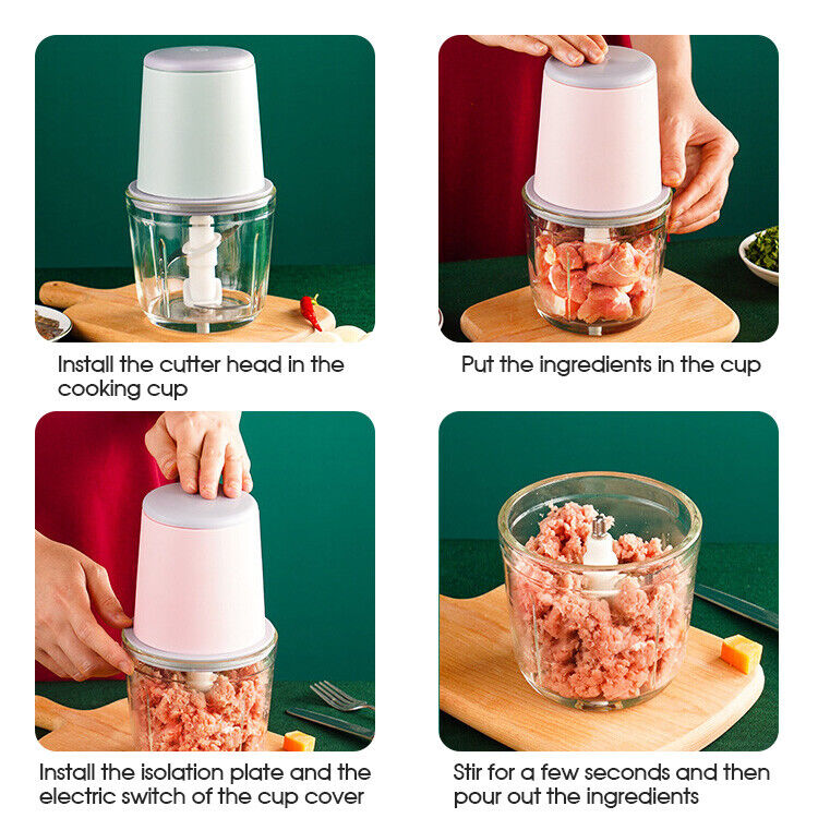 600ML Electric Garlic Food Chopper Vegetable Chopper Grinder Blender Crusher