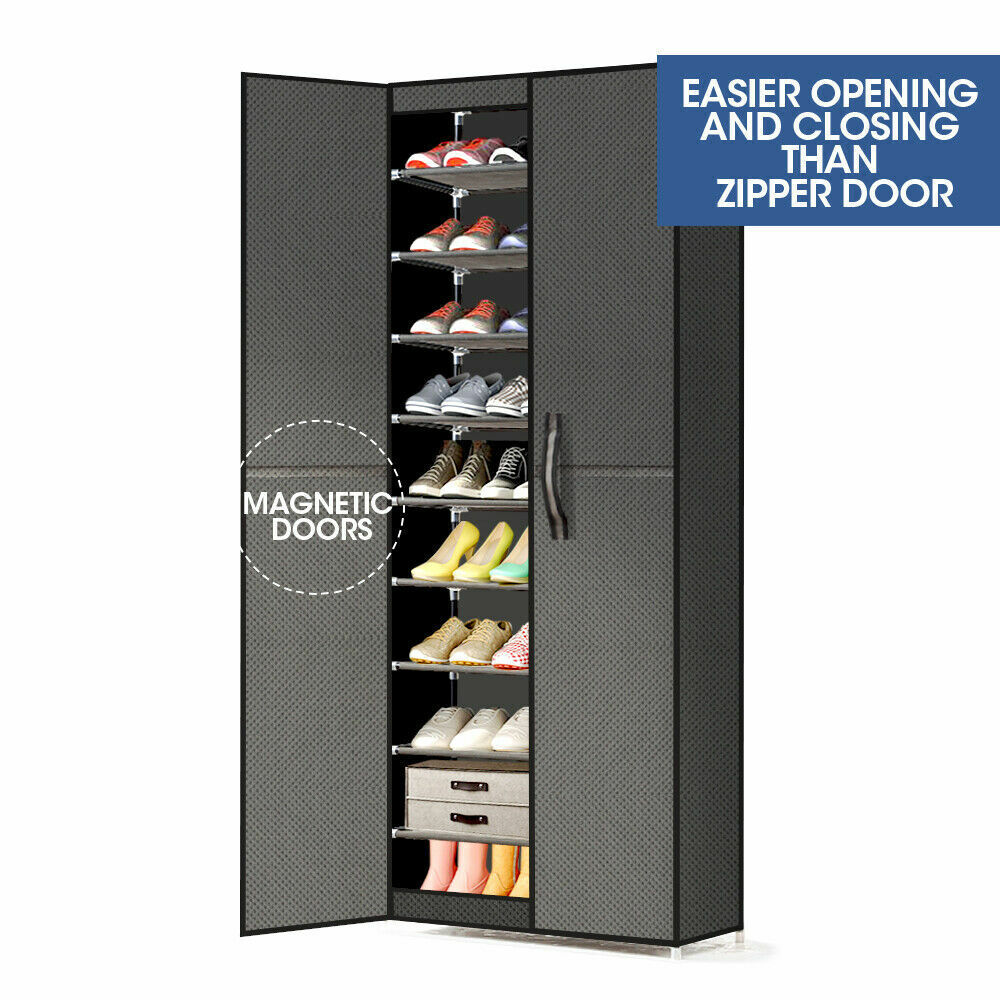 10 Tiers Shoe Rack Stackable Fabric Cabinet Storage Holder Wardrobe Organiser