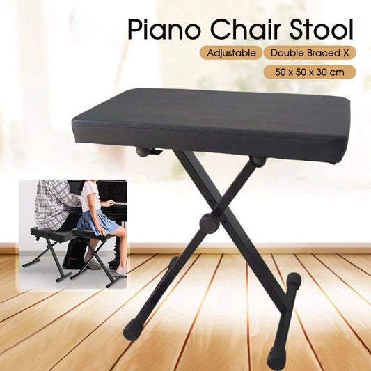 3-Way Adjustable Piano Stool Folding Keyboard Bench Chair with Padded Seat