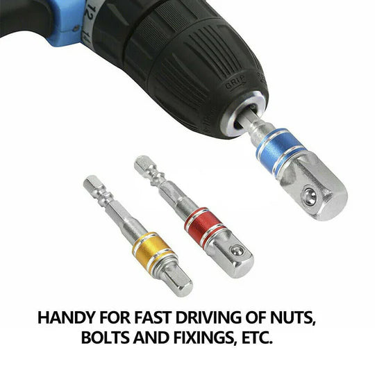 Socket Adaptor Set Driver Hex Shank Drill Bits 1/2" 1/4" 3/8" Impact Driver