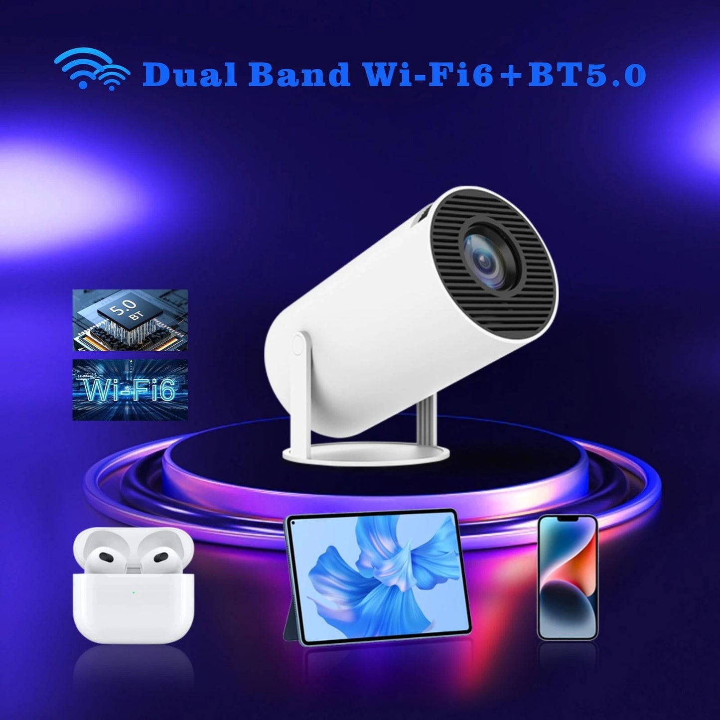 1080P 4K Mini Portable Wifi Bluetooth LED Projector Android Projector Theater