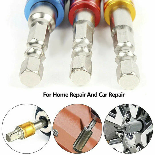 Socket Adaptor Set Driver Hex Shank Drill Bits 1/2" 1/4" 3/8" Impact Driver