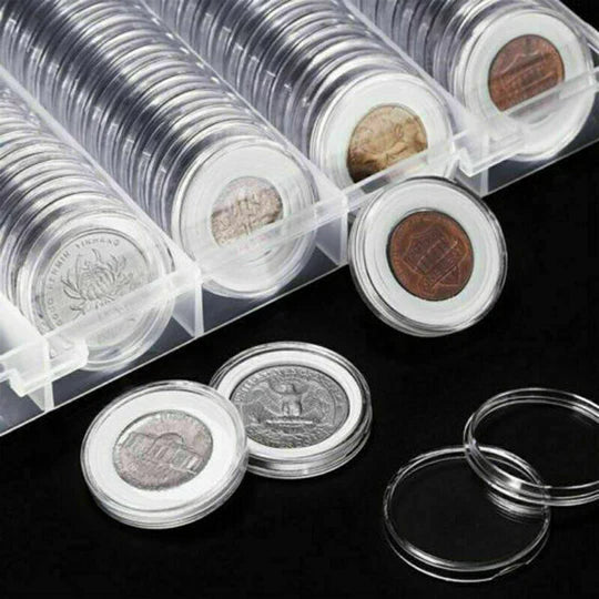 100PCS AUSTRALIAN COIN COLLECTION ROUND STORAGE CASES CAPSULES HOLDER ALBUM
