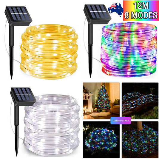12m 100LED Solar Fairy String Light Copper Wire Outdoor Waterproof Garden Decor