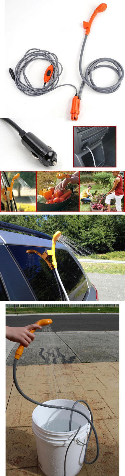 Automobile Shower Set Portable Travel Trip Camp Boat Car Caravan 12V Water Pump