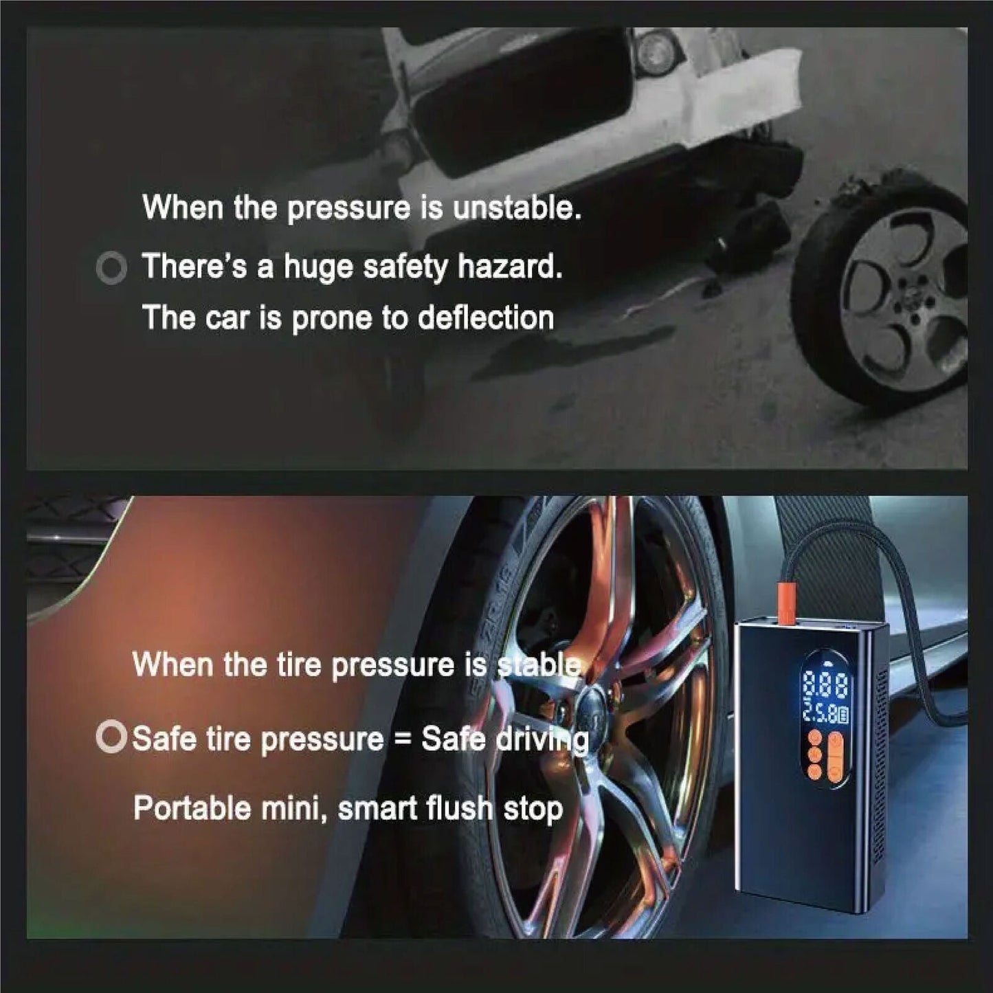 Digital Car Tyre Inflator Pump 12V Mini Portable Auto Air Compressor Bike