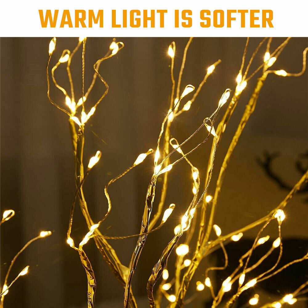 LED Night Light Tree Table Desk Lamp Gold Branch Battery USB Wedding Party Decor