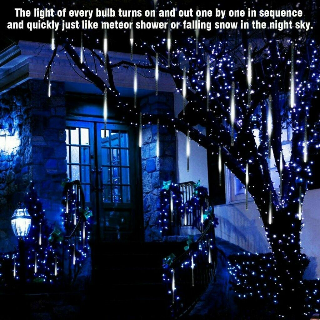 288LED Solar String Light Meteor Shower Rain Tree Flowing Lighting XMAS Party