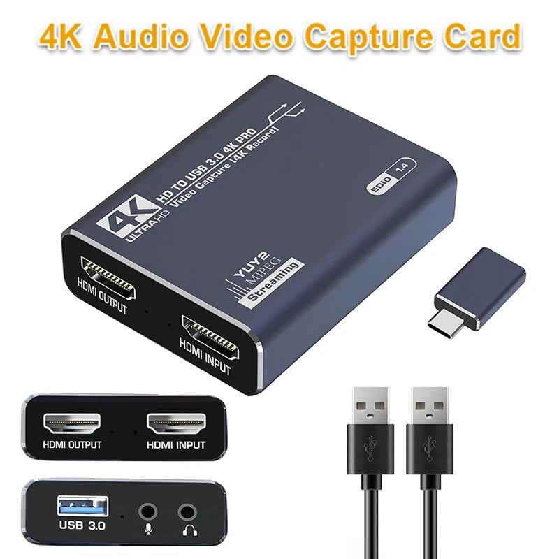 4K Video Capture Card 1080P 60fps HD Camera Recording HDMI to USB 3.0 Live Game