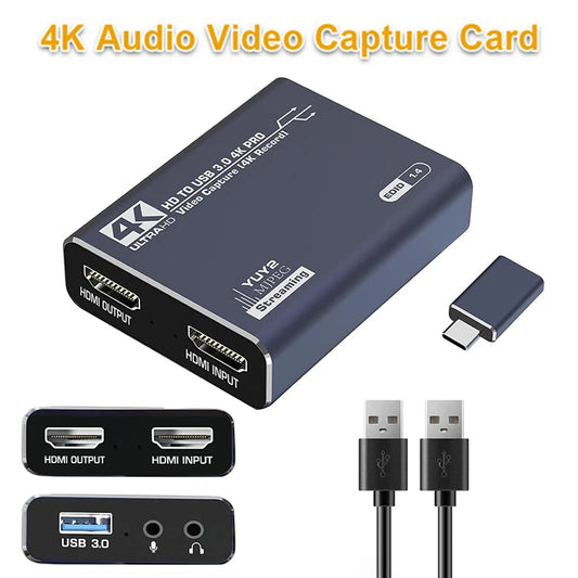 4K Video Capture Card 1080P 60fps HD Camera Recording HDMI to USB 3.0 Live Game