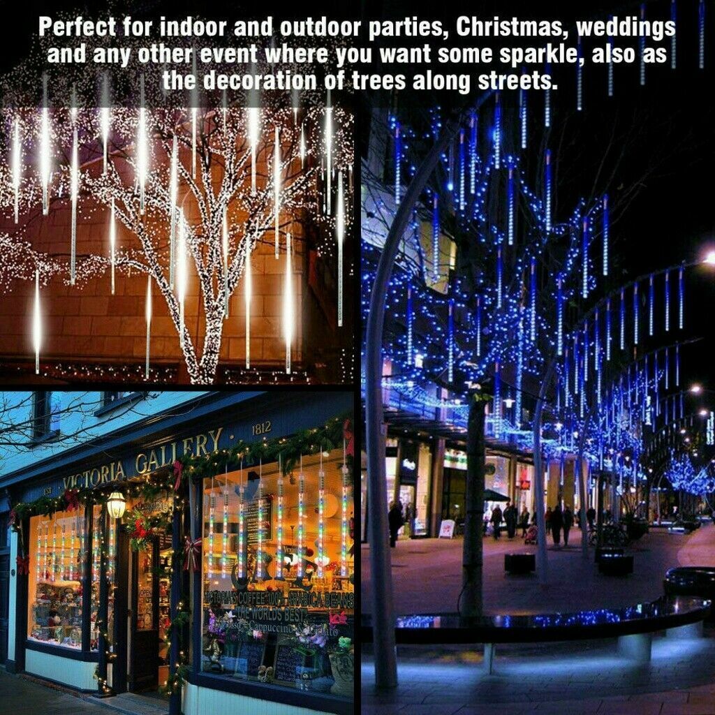 288LED Solar String Light Meteor Shower Rain Tree Flowing Lighting XMAS Party