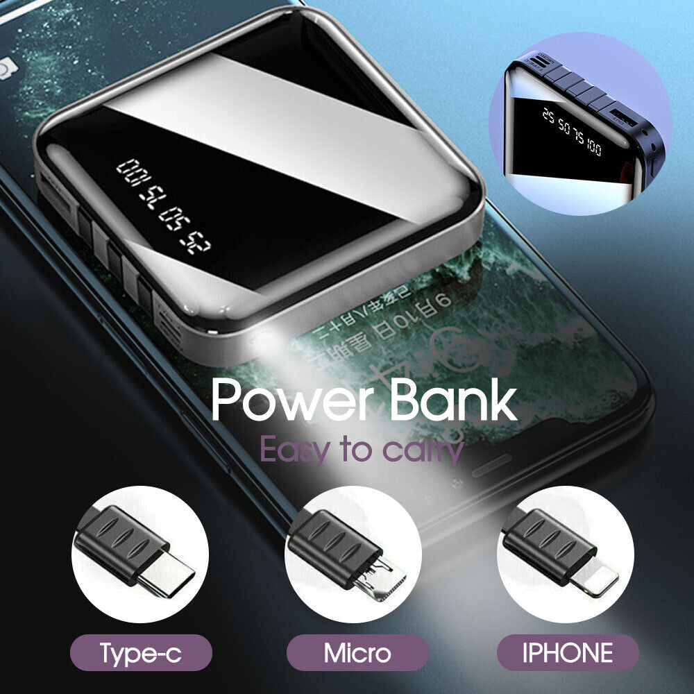 Portable 10000mAh Power Bank Mini USB Pack LED Battery Charger For Mobile Phone
