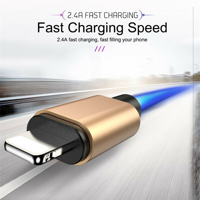 5x USB Cable Charger for Apple iPhone 8 7 6 iPad X Nylon 1.2M Cord Fast Charge