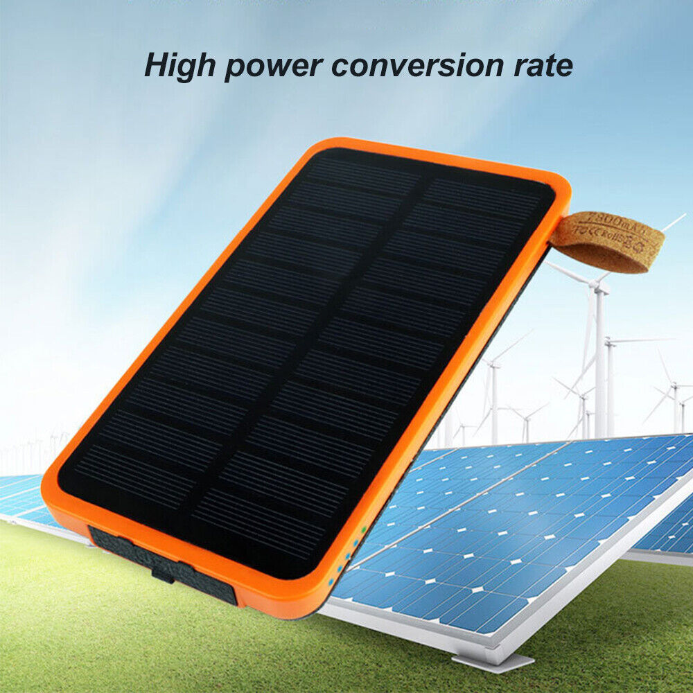 300000mAh Waterproof Portable Solar Charger Dual USB External Battery Power Bank