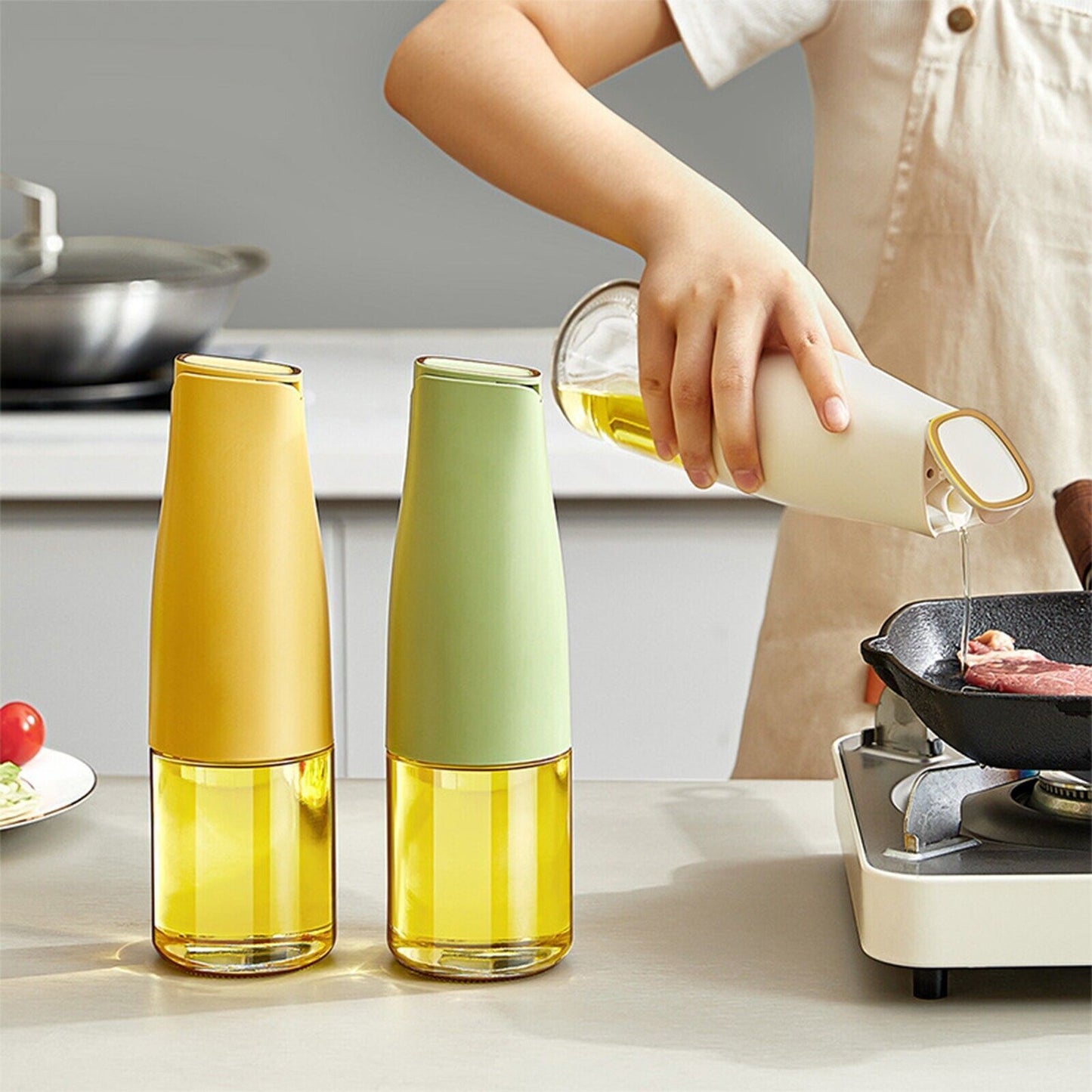 Glass Oil Pot Automatic Opening And Closing Oil Pot Large Capacity Kitchen Soy