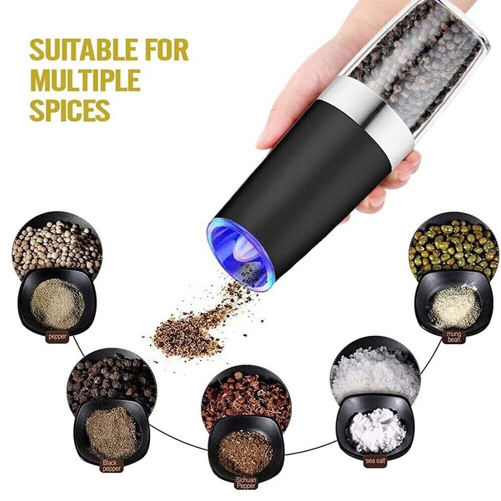 Gravity Electric Salt and Pepper Grinder Mill Shakers Adjustable Automatic
